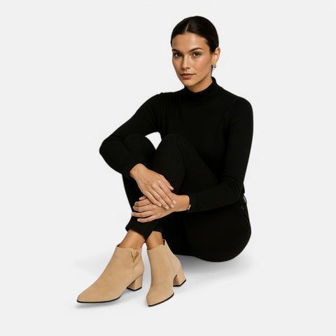 Maison Aurelien | Women's Stylish Leather Low Heel Ankle Boots