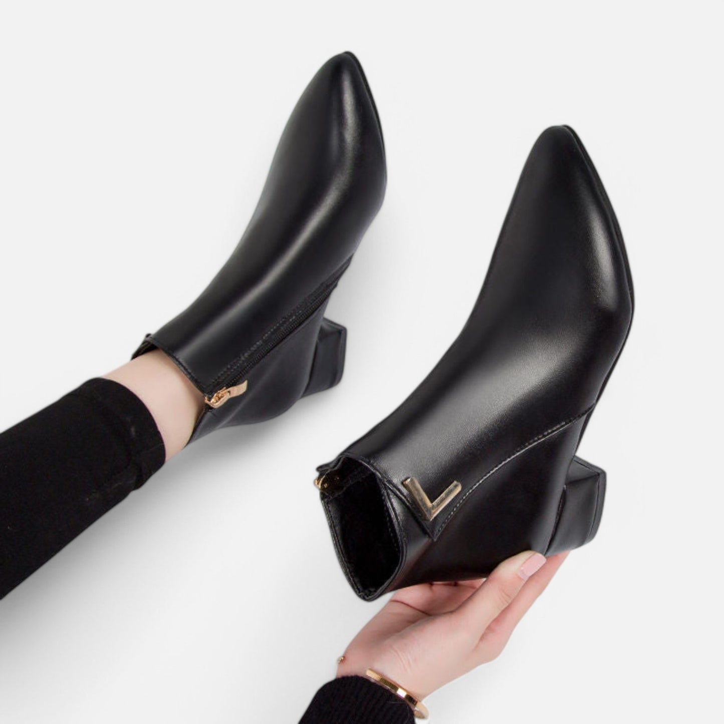 Maison Aurelien | Women's Stylish Leather Low Heel Ankle Boots