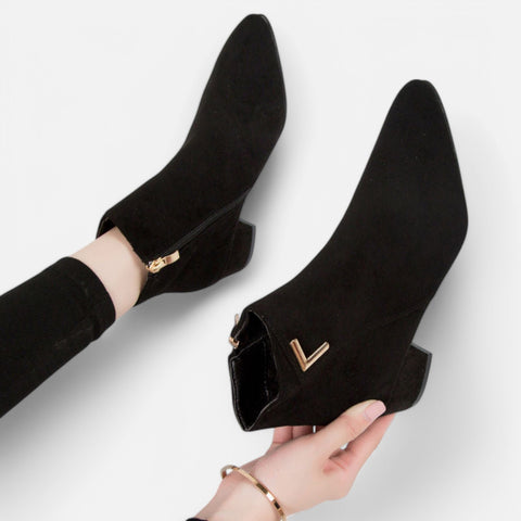 Maison Aurelien | Women's Stylish Leather Low Heel Ankle Boots