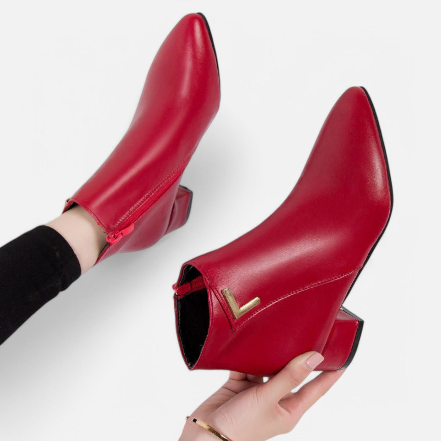 Maison Aurelien | Women's Stylish Leather Low Heel Ankle Boots